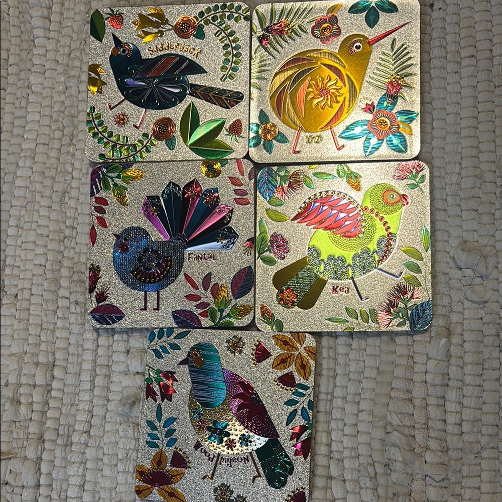 Colorful Bird Coasters Set